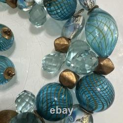 Hand Blown Art Glass Lamp Work Beaded Necklace With Sterling Silver