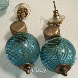 Hand Blown Art Glass Lamp Work Beaded Necklace With Sterling Silver