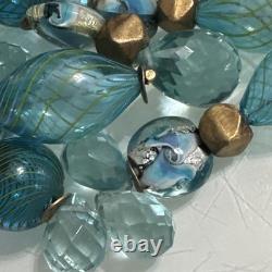 Hand Blown Art Glass Lamp Work Beaded Necklace With Sterling Silver