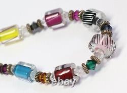 Handcraft Artisan Made Furnace Glass Beaded Necklace Sterling Silver