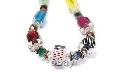 Handcraft Artisan Made Furnace Glass Beaded Necklace Sterling Silver