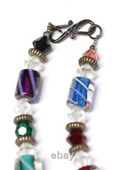 Handcraft Artisan Made Furnace Glass Beaded Necklace Sterling Silver