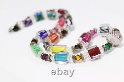 Handcraft Artisan Made Furnace Glass Beaded Necklace Sterling Silver