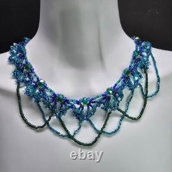 Handmade 925 Sterling Silver Blue/Green Victorian Necklace Earrings Bracelet