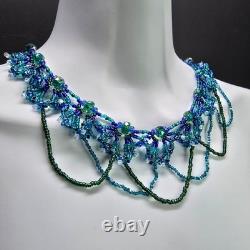 Handmade 925 Sterling Silver Blue/Green Victorian Necklace Earrings Bracelet