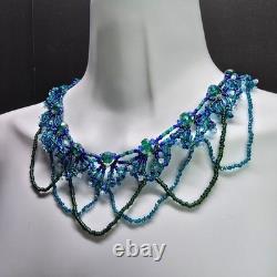 Handmade 925 Sterling Silver Blue/Green Victorian Necklace Earrings Bracelet