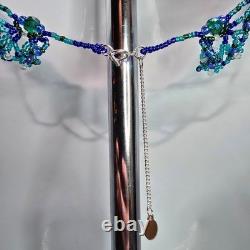 Handmade 925 Sterling Silver Blue/Green Victorian Necklace Earrings Bracelet