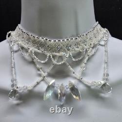 Handmade 925 Sterling Silver Crystal Inspired Glass Necklace Earring Set White