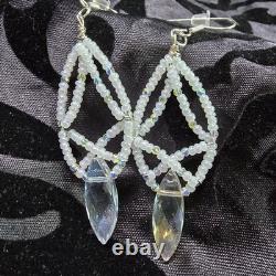 Handmade 925 Sterling Silver Crystal Inspired Glass Necklace Earring Set White