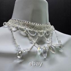 Handmade 925 Sterling Silver Crystal Inspired Glass Necklace Earring Set White