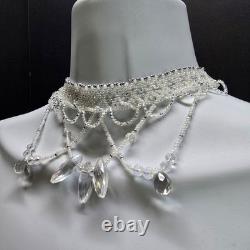 Handmade 925 Sterling Silver Crystal Inspired Glass Necklace Earring Set White