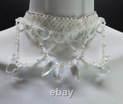 Handmade 925 Sterling Silver Crystal Inspired Glass Necklace Earring Set White