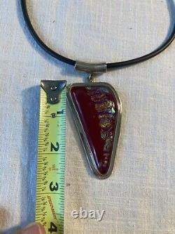 Handmade Dichroic Glass Pendant Sterling Silver Large