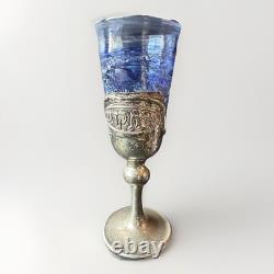 Handmade sterling silver & Blown glass Havdalah set spice box, cup, candleholder
