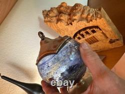 Handmade sterling silver & Blown glass Havdalah set spice box, cup, candleholder