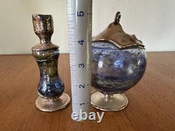Handmade sterling silver & Blown glass Havdalah set spice box, cup, candleholder