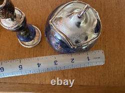 Handmade sterling silver & Blown glass Havdalah set spice box, cup, candleholder