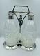 Hawkes Antique Sterling Silver & Cut Glass Double Decanters Tantalus