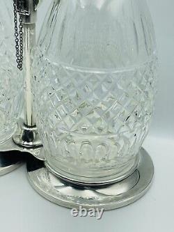 Hawkes Antique Sterling Silver & Cut Glass Double Decanters Tantalus