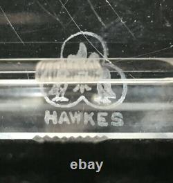 Hawkes Sterling Silver Cut Glass Dresser / Bureau Box Gold Inlaid Lid Art Deco