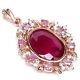 Heated 14 X 19 Mm. Oval Red Ruby, Pink Sapphire & Zircon Pendant 925 Silver
