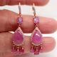 Heated 8 X 11 Mm. Pink Ruby & White Cubic Zirconia Earrings 925 Sterling Silver