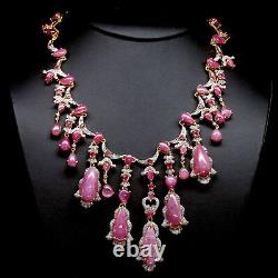 Heated Pink Ruby & White Cambodia Zircon Necklace 19 925 Sterling Silver