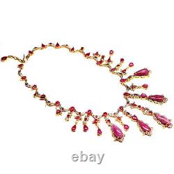 Heated Pink Ruby & White Cambodia Zircon Necklace 19 925 Sterling Silver