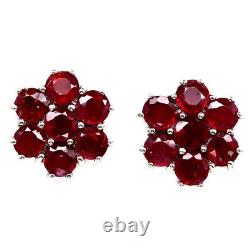 Heated Red Ruby Earrings 925 Sterling Silver White Gold Plated