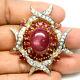 Heated Red Ruby & White Zircon Pendant/brooch 925 Sterling Silver