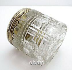 Heavy Antique Victorian Sterling Silver Glass Vanity Trinket Box Jar Bottle Pot