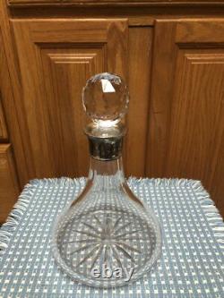 Heavy Glass Sterling Silver Decanter Bottle Mark 3 Lbs 14oz 7 X 10.5 Crystal