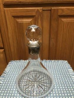Heavy Glass Sterling Silver Decanter Bottle Mark 3 Lbs 14oz 7 X 10.5 Crystal