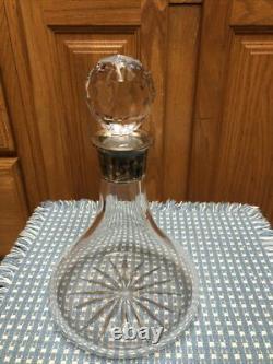 Heavy Glass Sterling Silver Decanter Bottle Mark 3 Lbs 14oz 7 X 10.5 Crystal