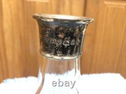 Heavy Glass Sterling Silver Decanter Bottle Mark 3 Lbs 14oz 7 X 10.5 Crystal