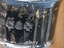 Heavy Glass Sterling Silver Decanter Bottle Mark 3 Lbs 14oz 7 X 10.5 Crystal