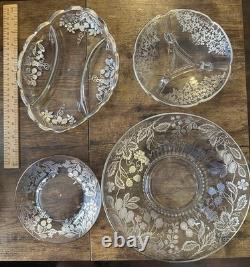 Heavy Sterling Overlay Vintage Glass Pieces