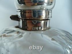 Hip Flask Victorian Cut Glass And Sterling Silver London 1895