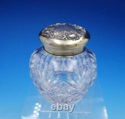 Howard Sterling Silver and Glass Dresser Jar 3 3/4 Tall Floral #2 (#4334)