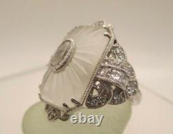 Hsn Absolute Ltd. Edition 1556/4000 Sterling Silver Camphor Glass Cocktail Ring 8