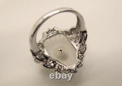 Hsn Absolute Ltd. Edition 1556/4000 Sterling Silver Camphor Glass Cocktail Ring 8