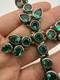 Huge 925 Sterling Silver Green Glass Cross Pendant