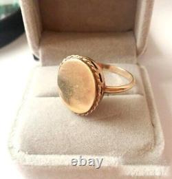 Huge Antique Soviet USSR Ring Sterling Silver 875 & Gold Plated Women Size 10.5