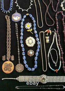 Huge Estate Jewelry Lot 14K Gold Sterling Silver Gemstone Brighton Givenchy Vtg