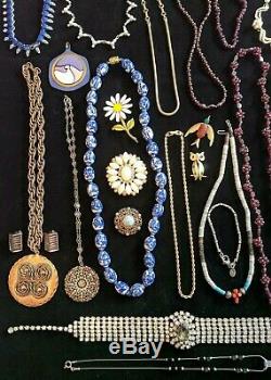 Huge Estate Jewelry Lot 14K Gold Sterling Silver Gemstone Brighton Givenchy Vtg