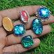 Infinity Dichoric Glass Gemstone 925 Sterling Silver Plated Wholesale Lot Rings