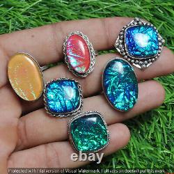 Infinity Dichoric Glass Gemstone 925 Sterling Silver Plated Wholesale Lot Rings