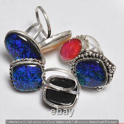 Infinity Dichoric Glass Gemstone 925 Sterling Silver Plated Wholesale Lot Rings