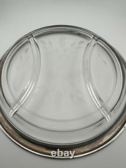 International Antique Cut Glass Sterling Silver divided Platter Tray 10 Vintage