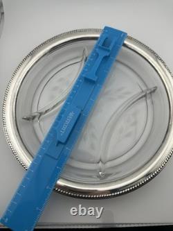 International Antique Cut Glass Sterling Silver divided Platter Tray 10 Vintage